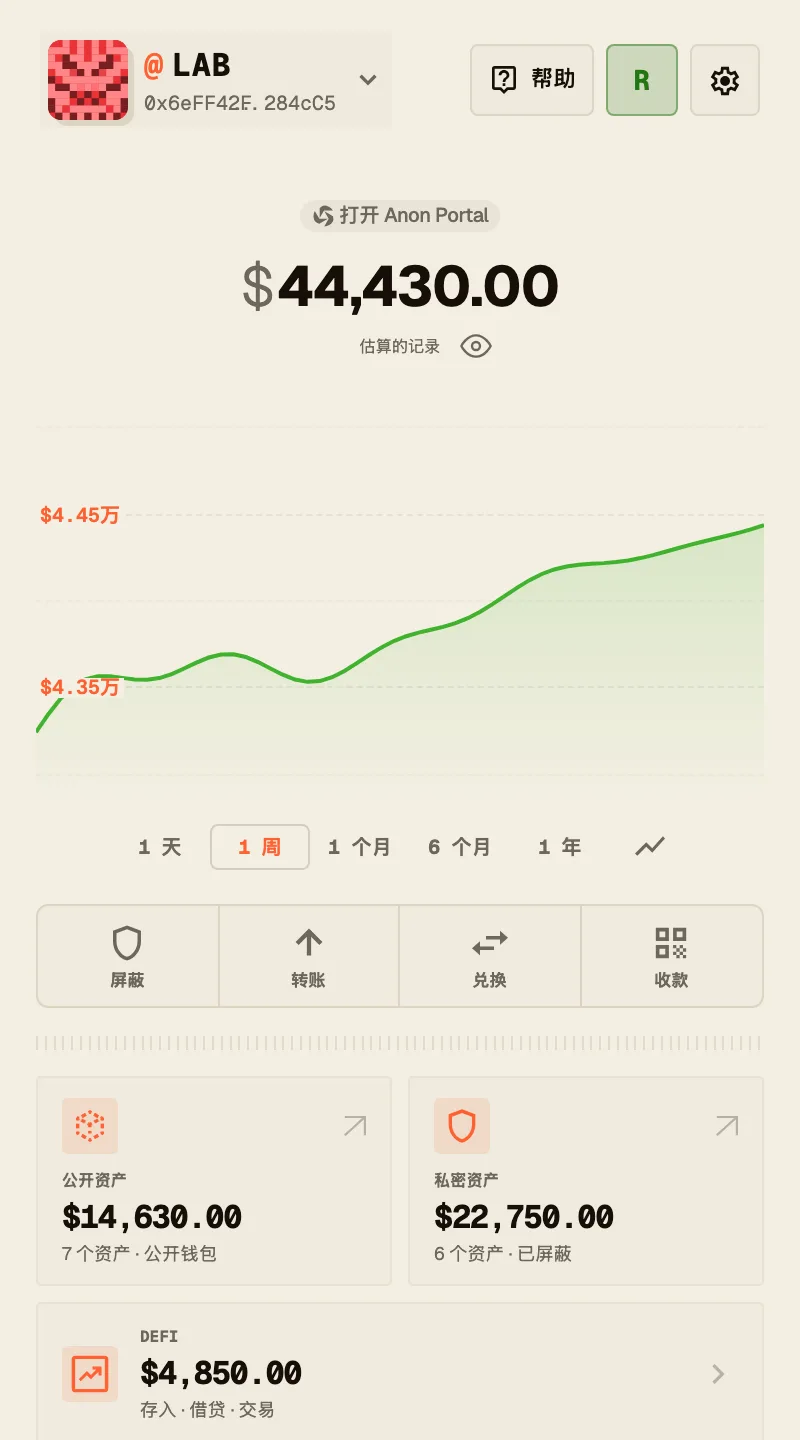 The Anon extension wallet, shown in Chinese